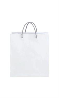 Medium White Premium Folded Top Paper Bags Silver Rope Handles