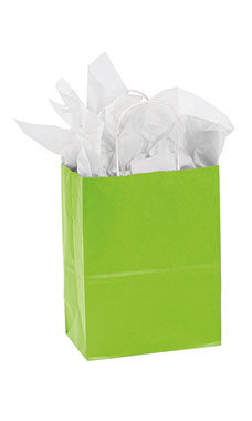 Medium Lime Green Paper Shopping Bags - Case of 25