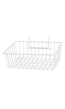 12"x8"x4" Wire Slatwall Basket- White