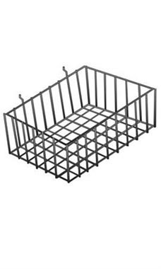 12''x 8''x 4" Wire Slatwall Basket- Black
