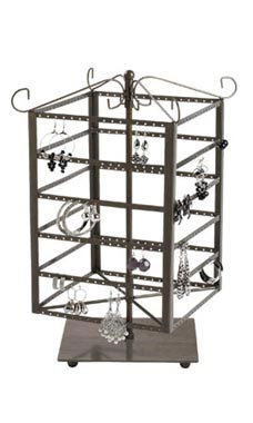 Squre Tiered Jewelry Carousel Raw Steel Lage