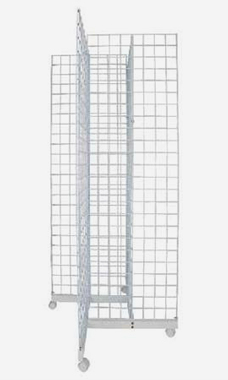 White 4-Way Wire Grid Tower with Base and Casterss - 6.5'