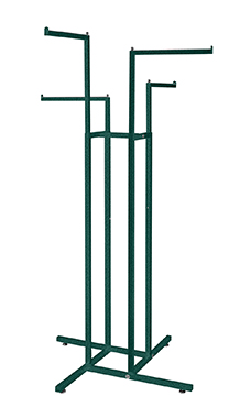 Semi-Custom-Green-Hammertone-4-Way-Clothing-Rack-with-Straight-Arms