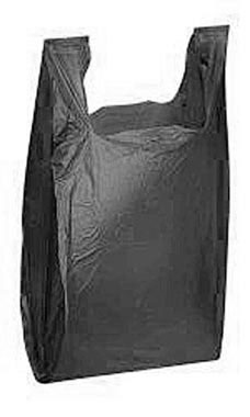 Black 11 ½” x 6" x 21" Plastic T-Shirt Bags with Handles