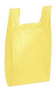 Yellow 11-1/2" x 6" x 21" Plastic T-Shirt Bags with Handles