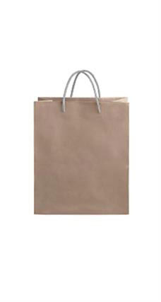 Medium Kraft Premium Folded Top Paper Bags Silver Rope Handles
