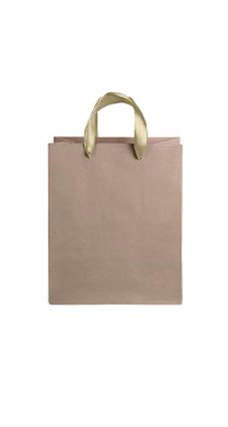 Medium Kraft Premium Folded Top Paper Bags Gold Ribbon Handles