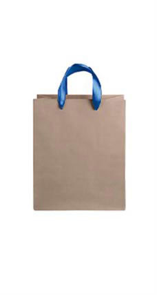 Medium Kraft Premium Folded Top Paper Bags Royal Blue Ribbon Handles