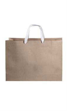 Large Kraft Premium Folded Top Paper Bags White Ribbon Handles