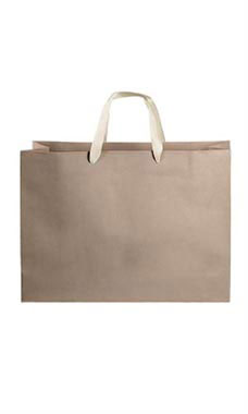Large Kraft Premium Folded Top Paper Bags Ivory Ribbon Handles