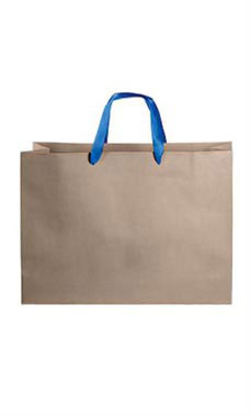 Large Kraft Premium Folded Top Paper Bags Royal Blue Ribbon Handles