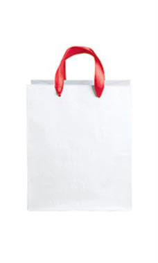 Medium White Premium Folded Top Paper Bags Red Ribbon Handles