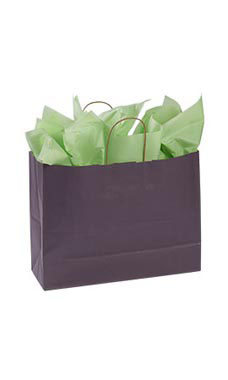 Large Plum Paper Shopping Bags - Case of 25