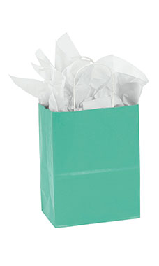 Medium Turquoise Paper Shopping Bags - Case of 25