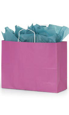 Large Magenta Paper Shopping Bags - Case of 25
