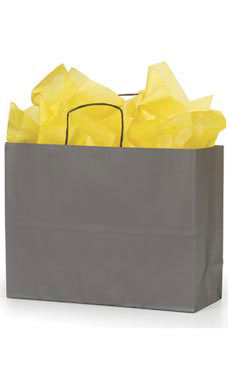 Large Storm Gray Paper Shopping Bags - Case of 25