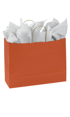 Large Burnt Orange Paper Shopping Bags - Case of 25