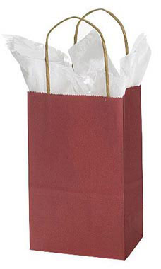 Small Brick Red Paper Shopping Bags - Case of 25