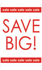 Large Vertical Save Big! Sale Sale Sale Sign Card