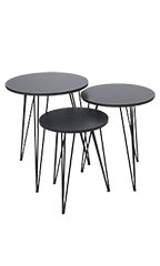 Round Nesting Black Tables with Tripod Legs