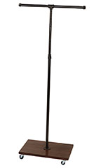 Boutique Pipe 2-Way Straight Arm Clothing Rack with Dark Walnut Wood Base