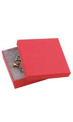 3 ½  x 3 ½  x 1 inch Cotton Filled Red Jewelry Boxes