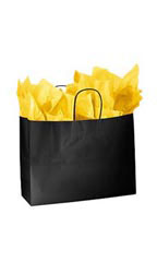 Large Glossy Black Paper Shopping Bags - Case of 100