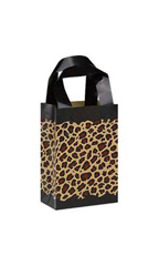 Small Leopard Frosted Plastic Shopping Bags - Case of 100