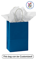 Small Glossy Royal Blue Paper Shopping Bags - Case of 100