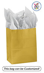 Medium Glossy Gold Paper Shopping Bags - Case of 100