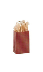 Small Red Gingham Paper Shopping Bags - Case of 25