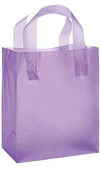 Medium Lavender Frosted Plastic Shopping Bags - Case of 100