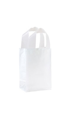 Small Clear Frosted Plastic Shopping Bags - Case of 100