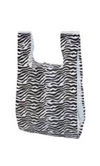 Small Zebra Print Plastic T-Shirt Bags - Case of 1,000