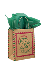 Medium Santa Stamp Paper Shopping Bags - Case of 100